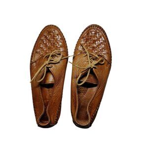 Dexter Comfort Woven Brown Leather Moccasin Tie Shoes 7M Women's
